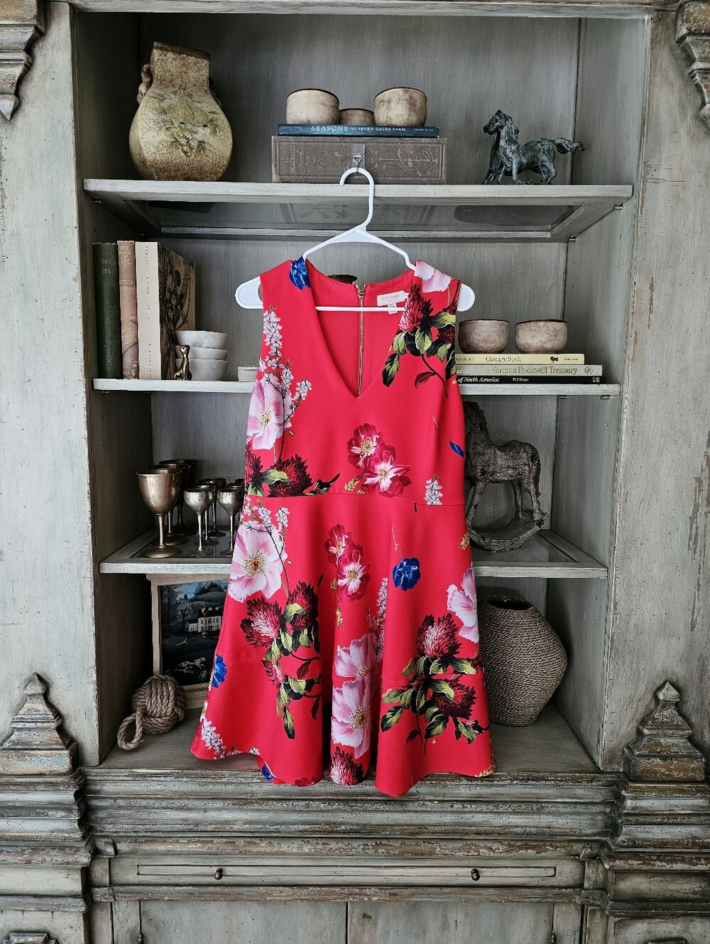 Ted Baker London Kinle Floral Skater Dress Berry Sundae Ted Size 5 = US 12 - Picture 5 of 14